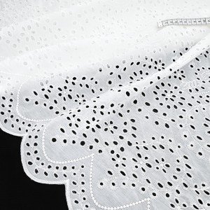 Destock 3m tissu broderie anglaise polyester festonné blanc largeur 140cm 