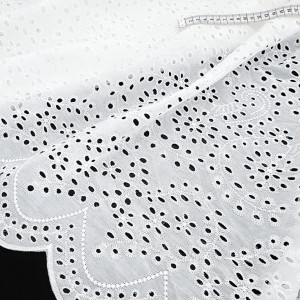 Destock 1.2m tissu broderie anglaise polyester festonné blanc largeur 140cm 
