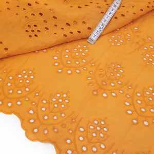 Destock 0.93m tissu broderie anglaise coton festonné orange largeur 137cm 
