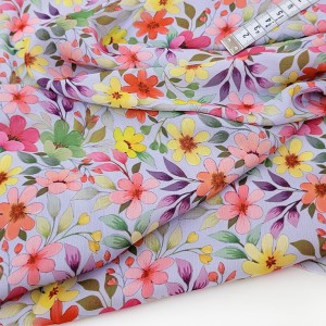Destock 2.9m tissu mousseline polyester imitation soie imprimé fleuri largeur 150cm