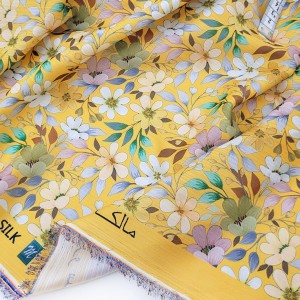 Destock 2m tissu mousseline polyester imitation soie imprimé fleuri largeur 153cm
