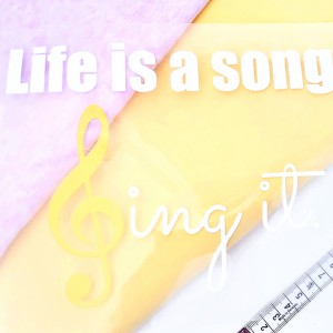 Destock transfert textile thermocollant Life is a song sing it taille 22x17cm