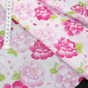 Destock 0.45m tissu japonais coton fin fleuri rose largeur 108cm