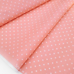 Destock 2m tissu japonais sevenberry batiste coton soyeux rose pêche pois blanc largeur 113cm