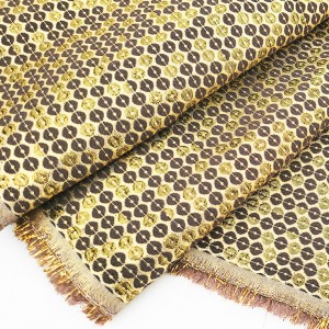 Destock 1.35m tissu jacquard souple motif pois or largeur 155cm