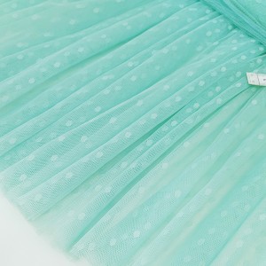 Destock 2.6m tissu tulle souple motif pois vert menthe largeur 173cm