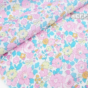 Tissu liberty tana lawn betsy rose turqupise 1.05m