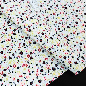 Destock 0.5m tissu japonais coton popeline soyeux fleuri largeur 111cm