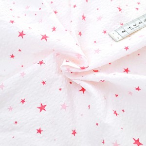 Destock 0.5m tissu coton gaufré étoile rose largeur 113cm