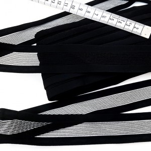 Destock 8.7m ruban élastique extra-doux aéré fantaisie noir largeur 3cm