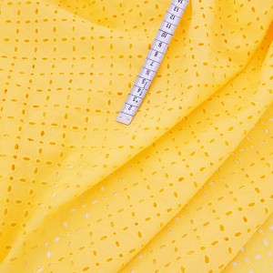 Destock 1.1m tissu broderie anglaise coton doux jaune largeur 155cm 