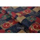 Tissu Japonais coton dobby traditionnel géométrique fleuri fond marine x50cm 