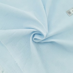Destock 2.7m tissu coton jacquard fin extra-doux bleu clair largeur 150cm