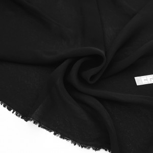 Destock 2.1m tissu crêpe de lin cupro extra-doux fluide noir largeur 133cm