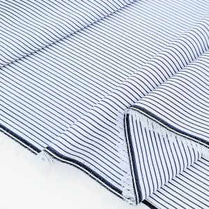 Déstock 1.7m tissu coton lyocell tissé teint soyeux rayure largeur 150cm 