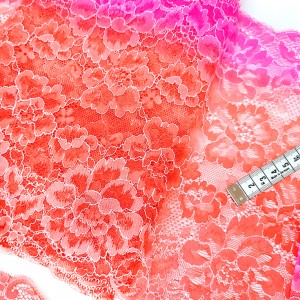 Déstock 5.3m dentelle élastique fine fluide spécial lingerie rose rouge largeur 24.5cm
