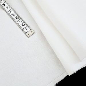 Destock 0.4 m tissu jersey bord-côte 1/1 coton doux épais écru largeur 163cm 
