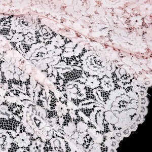Destock 2.2m tissu dentelle fluide haute couture rose largeur 160cm 