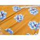 Destock 2.1m tissu jersey coton lisse soyeux fleuri fond moutarde largeur 180cm