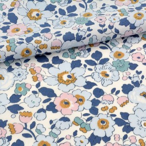 Tissu liberty tana lawn betsy bleu grisé x 1 mètre