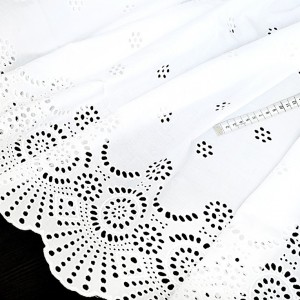 Destock 1.15m tissu broderie anglaise coton doux blanc largeur 133cm 