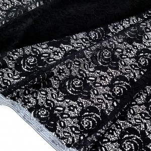 Destock 1.1m tissu dentelle de calais coton brodé lourde noir largeur 150cm