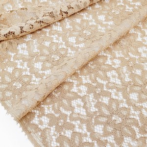 Destock 2.5m tissu dentelle haute couture fluide beige largeur 99cm