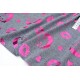 Destock 0.43 tissu jersey coton doux motif rose brillant fond gris largeur 160cm 