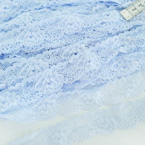 Déstock 20m dentelle élastique lingerie douce fluide bleue largeur 3cm