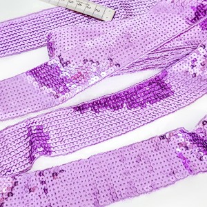 Destock 6.6m ruban galon à paillettes sequins mauve 10 rangés largeur 4cm 