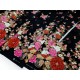 Destock 3.5m tissu coton fleuri fond noir largeur 104cm