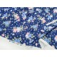 Destock 1m tissu jersey coton imprimé fleuri fond bleu largeur 178cm