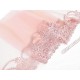 Destock lot 3m dentelle broderie guipure organza brodé rose largeur 27cm