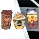 Destock transfert textile thermocollant applique café et ourson taille 22x12.5cm