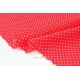 Tissu batiste de coton fluide pois blanc fond rouge passion x 50cm