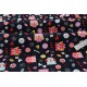 Tissu américain patchwork- les hiboux fleuri fond noir x 50cm 