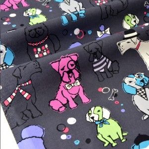 Tissu américain patchwork-les chiens très chics fond gris x 50cm
