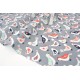 Tissu américain patchwork-les jolis oiseaux fond gris x 50cm 