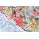 Tissu américain toile de coton souple fleuri fond taupe x 50cm 
