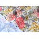 Tissu américain toile de coton souple fleuri fond taupe x 50cm 