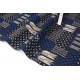 Tissu japonais coton traditionnel géométrique bleu écru fond noir x50cm 