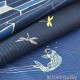 Tissu Japonais traditionnel coton géométrique poisson carpe japonaise ton bleu x 50cm 