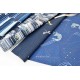 Tissu Japonais traditionnel coton géométrique poisson carpe japonaise ton bleu x 50cm 