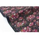 Tissu japonais SEVENBERRY popeline coton raide fleuri rose fond noir x50cm 