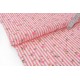 Tissu popeline coton doux fleuri fond rayures rose blanc x 50cm 