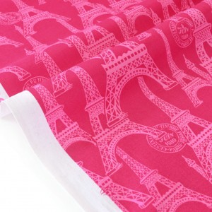 Tissu américain patchwork imprimé tour Eiffel rose x 50cm 