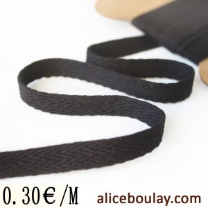 Ruban sergé coton noir 10mm