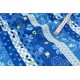 Tissu Japonais coton dobby traditionnel géométrique ton bleu x 50cm 