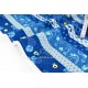 Tissu Japonais coton dobby traditionnel géométrique ton bleu x 50cm 
