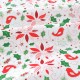Tissu américain patchwork- thème de Noël fleuri gui poinsettia oiseau rouge fond blanc x 50cm 
